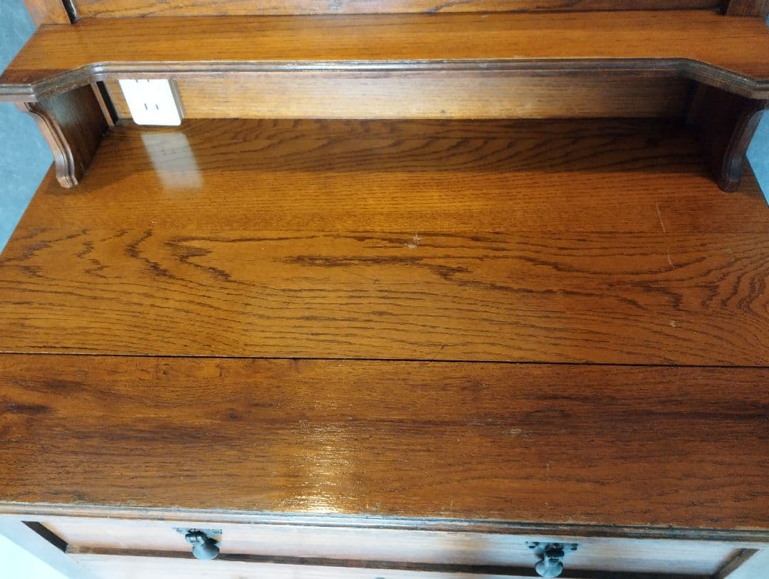 【発送11月末〜アンティーク 木製ドレッサー ミラー/コンセント付き/引出し2段