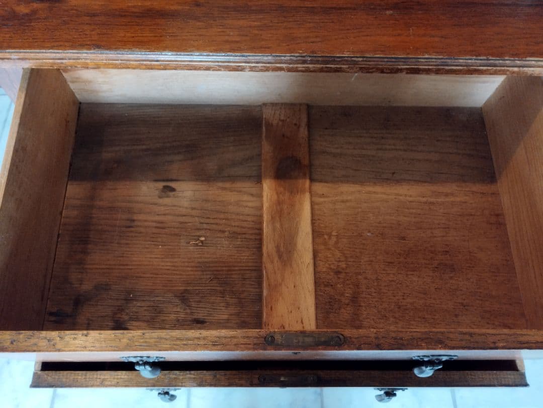 【発送11月末〜アンティーク 木製ドレッサー ミラー/コンセント付き/引出し2段