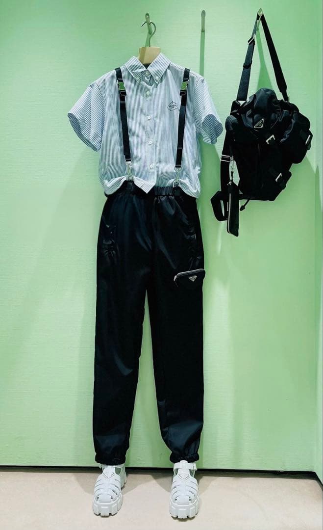 プラダ Prada ポーチ付 Re Nylon サスペンダーパンツ