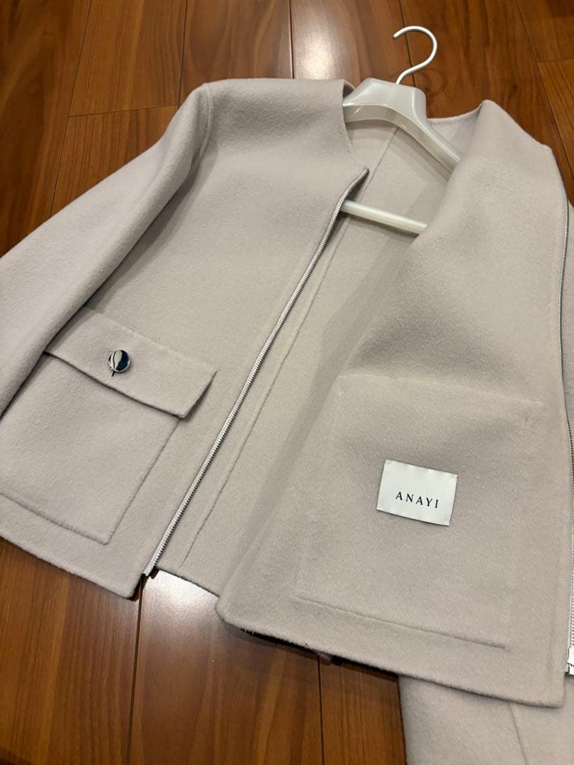 シャルムビーバーノーカラーブルゾン　コート ANAYI