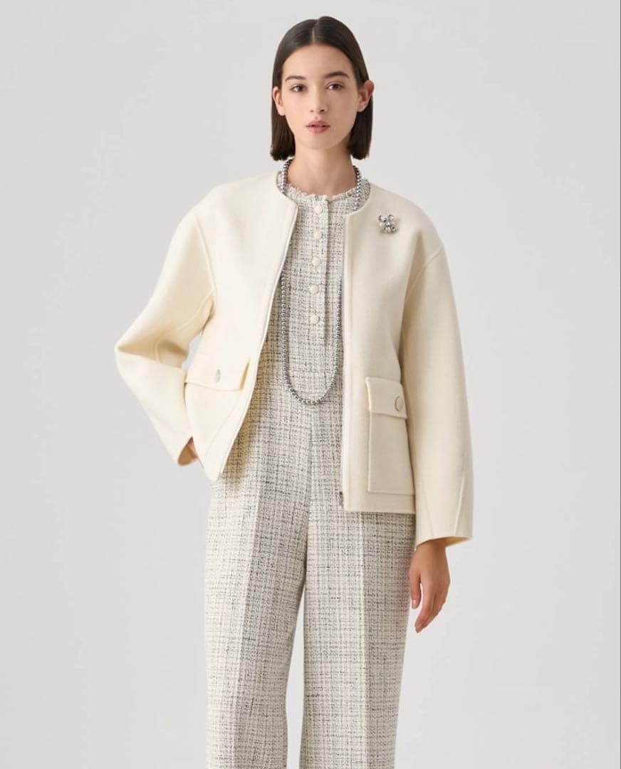 シャルムビーバーノーカラーブルゾン　コート ANAYI