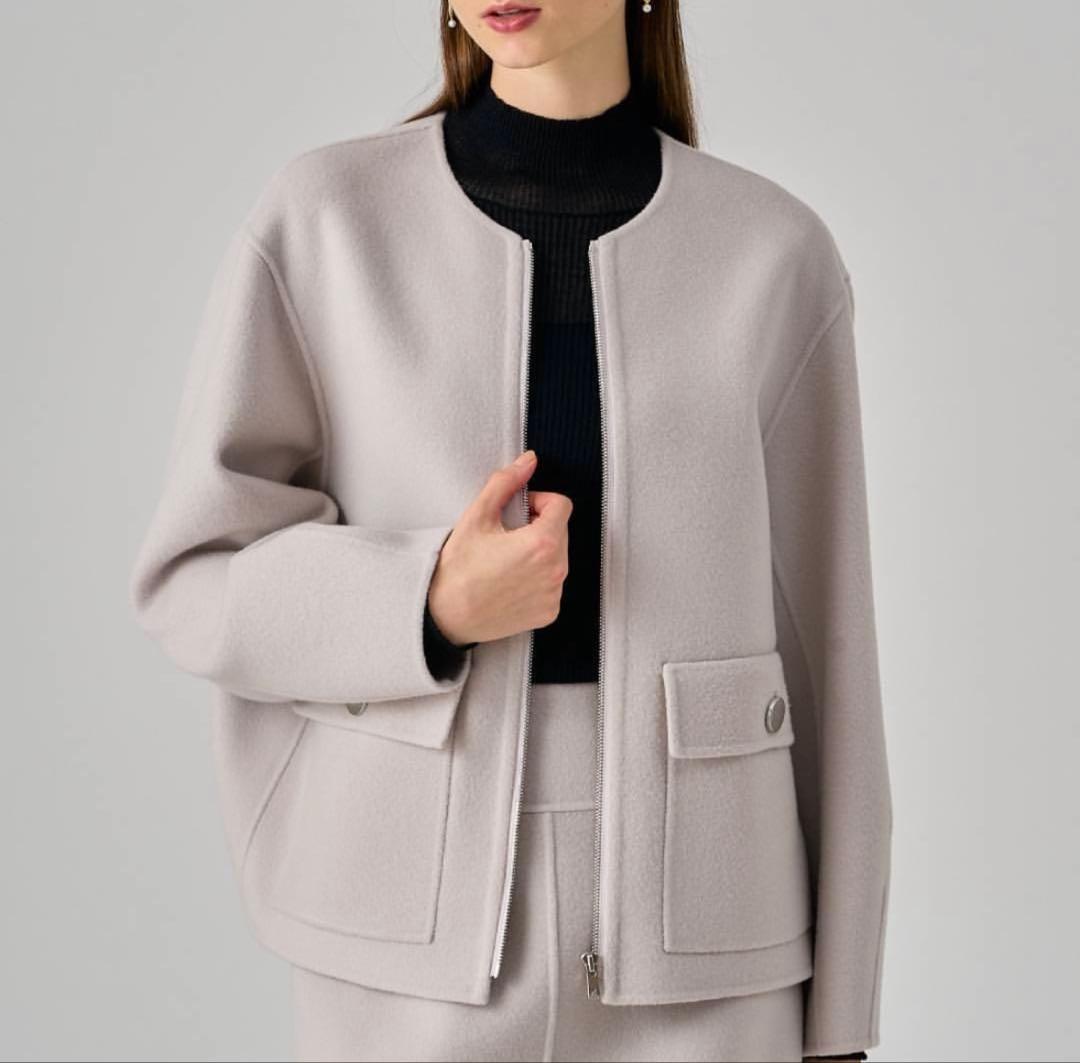 シャルムビーバーノーカラーブルゾン　コート ANAYI