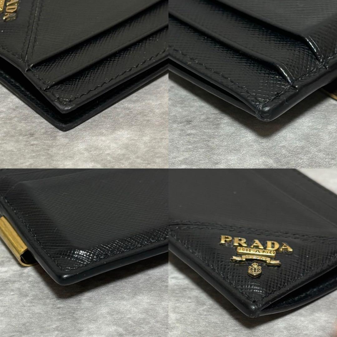 美品✨プラダ カードケース 名刺入れ マネークリップ サフィアーノ ロゴ 黒