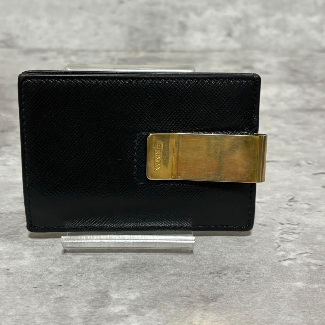 美品✨プラダ カードケース 名刺入れ マネークリップ サフィアーノ ロゴ 黒
