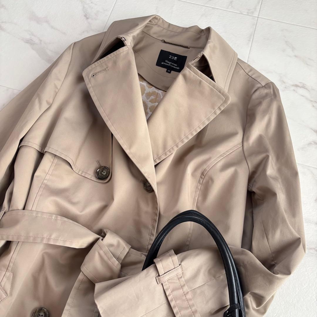 美品☆23区L 大きいサイズ 48 ライナー付き トレンチコート ベージュ