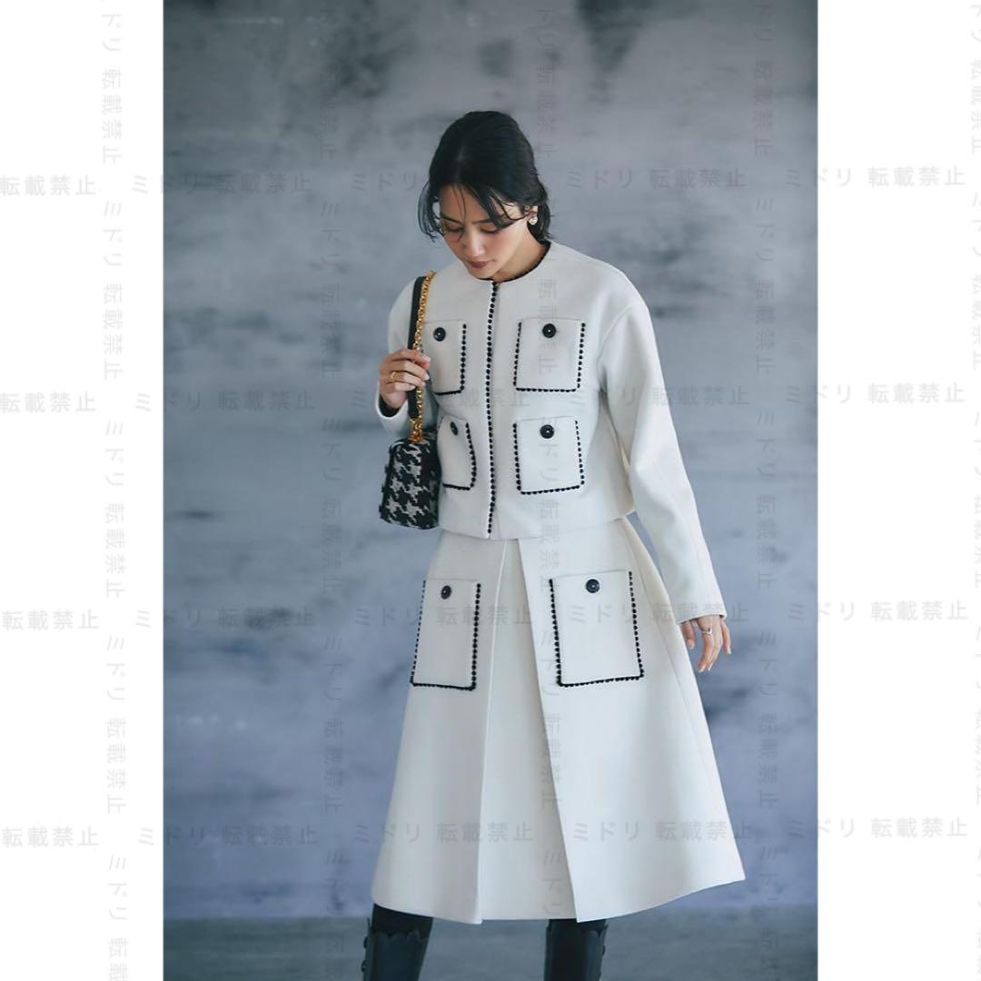 紙タグ付き　seven ten ポコポコトリムウールレットジャケット