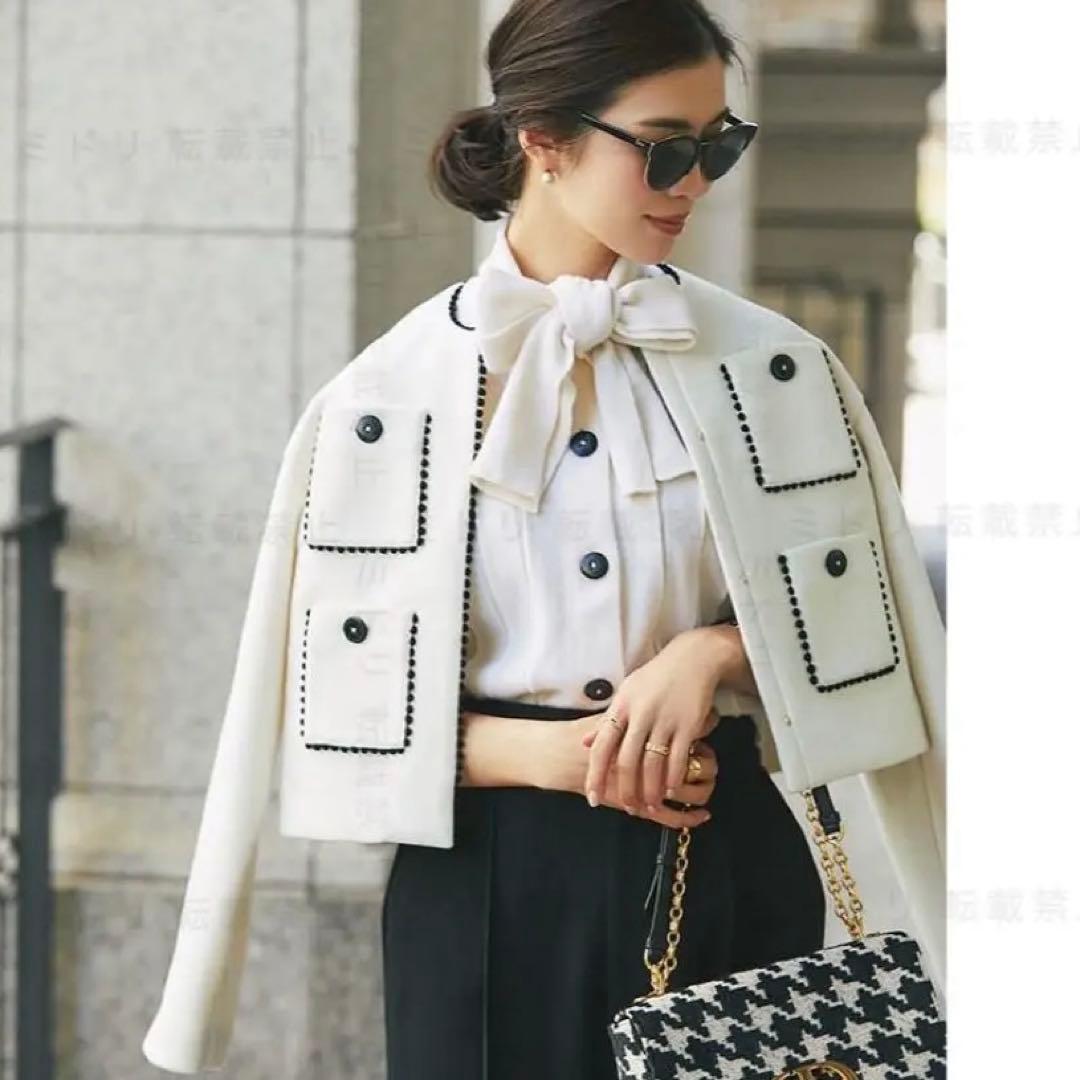 紙タグ付き　seven ten ポコポコトリムウールレットジャケット