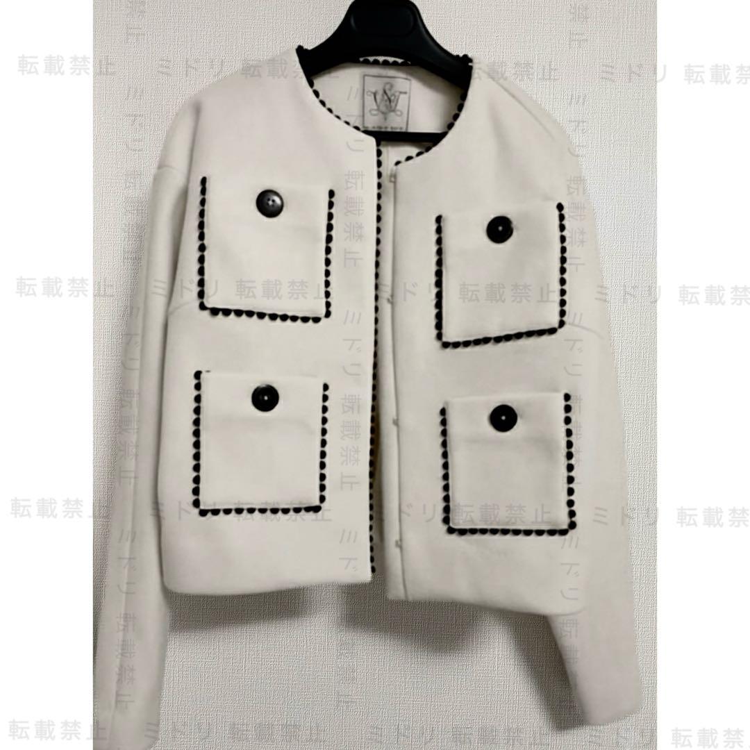 紙タグ付き　seven ten ポコポコトリムウールレットジャケット