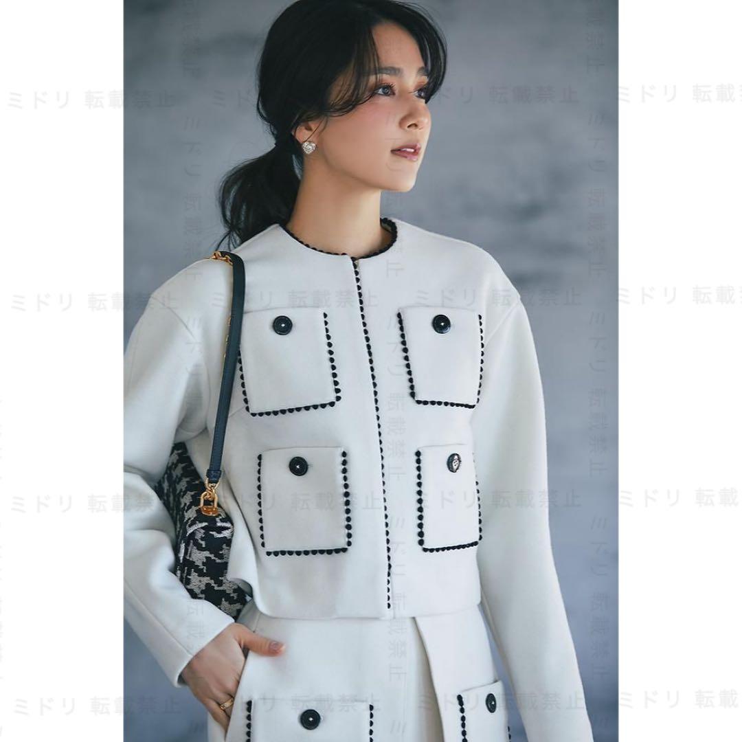 紙タグ付き　seven ten ポコポコトリムウールレットジャケット