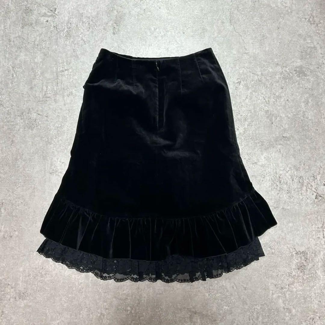 BPNブラックピースナウ　ベロア　レース　スカート　フリル