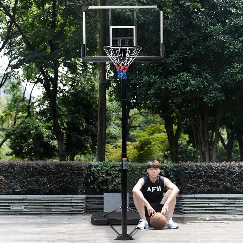 バスケットゴール高さ8段階調節公式＆ミニバス対応200-305cm 移動可屋外用