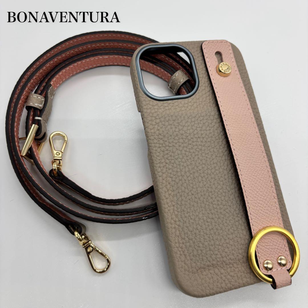 【美品/iPhone15】ボナベンチュラ iPhoneケース ストラップ付き