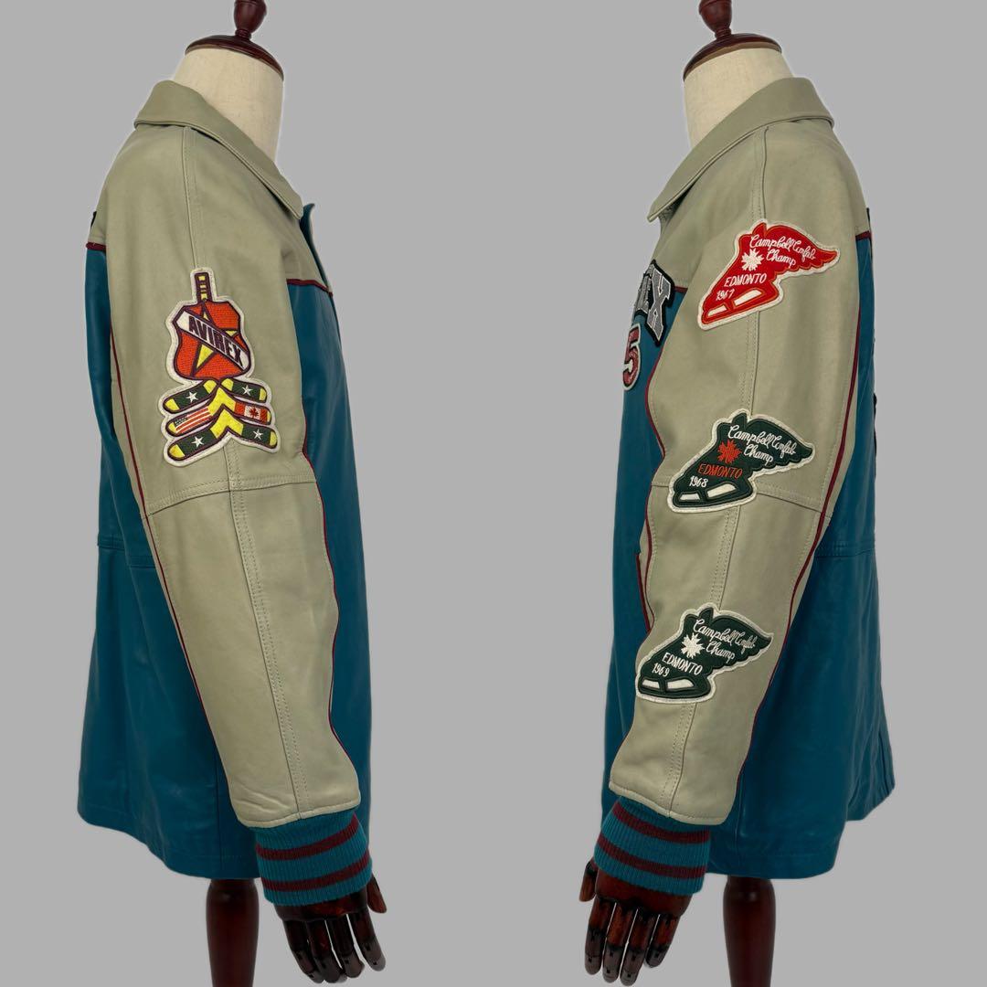 希少カラー AVIREX レザーバーシティジャケット スタジャン アヴィレックス