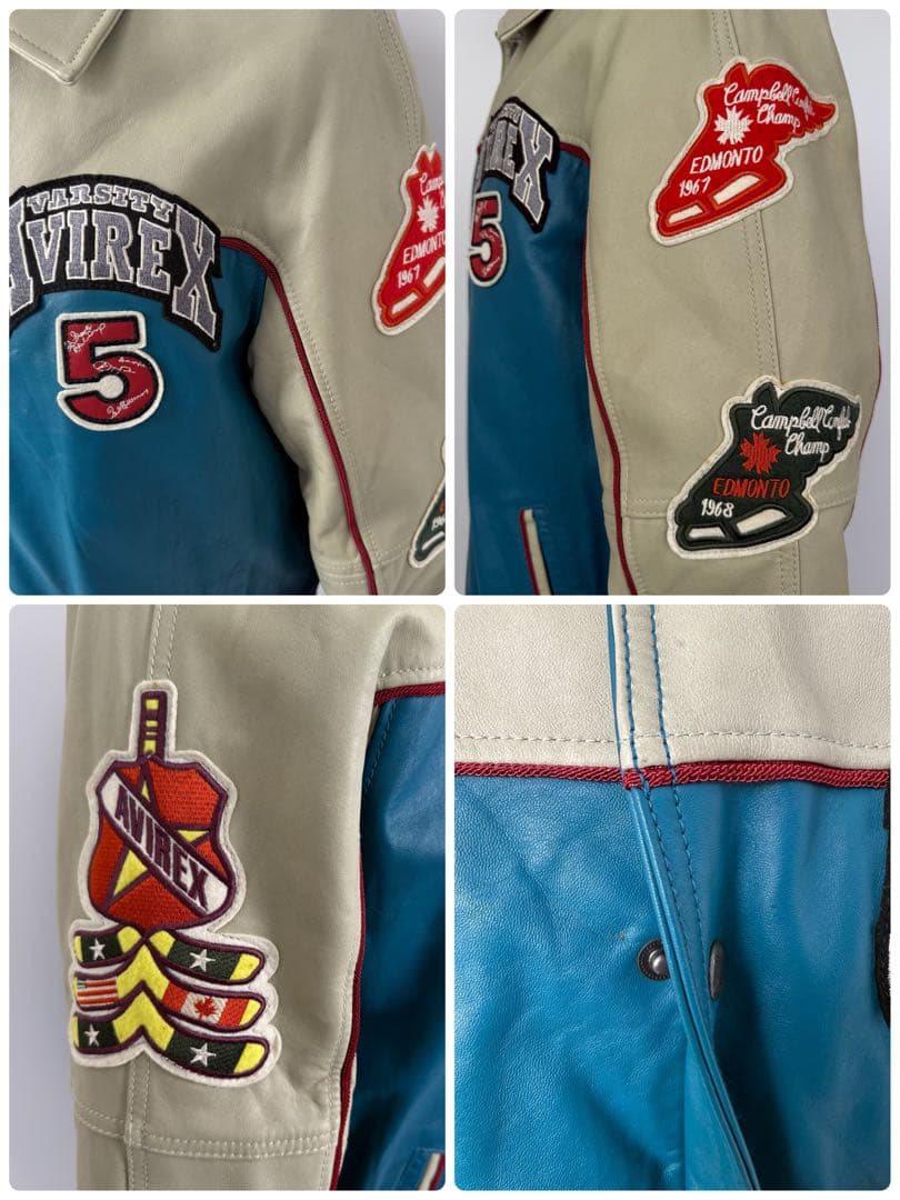 希少カラー AVIREX レザーバーシティジャケット スタジャン アヴィレックス