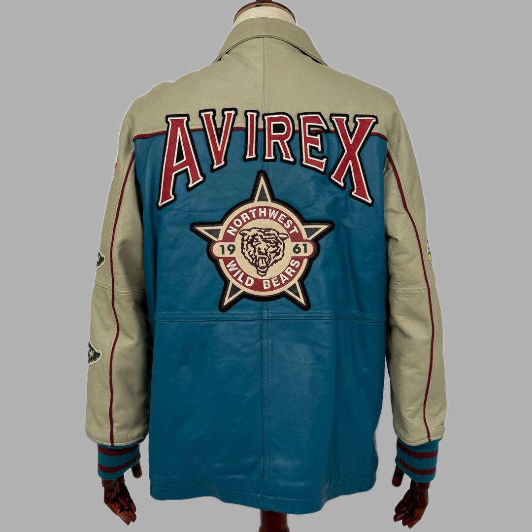希少カラー AVIREX レザーバーシティジャケット スタジャン アヴィレックス