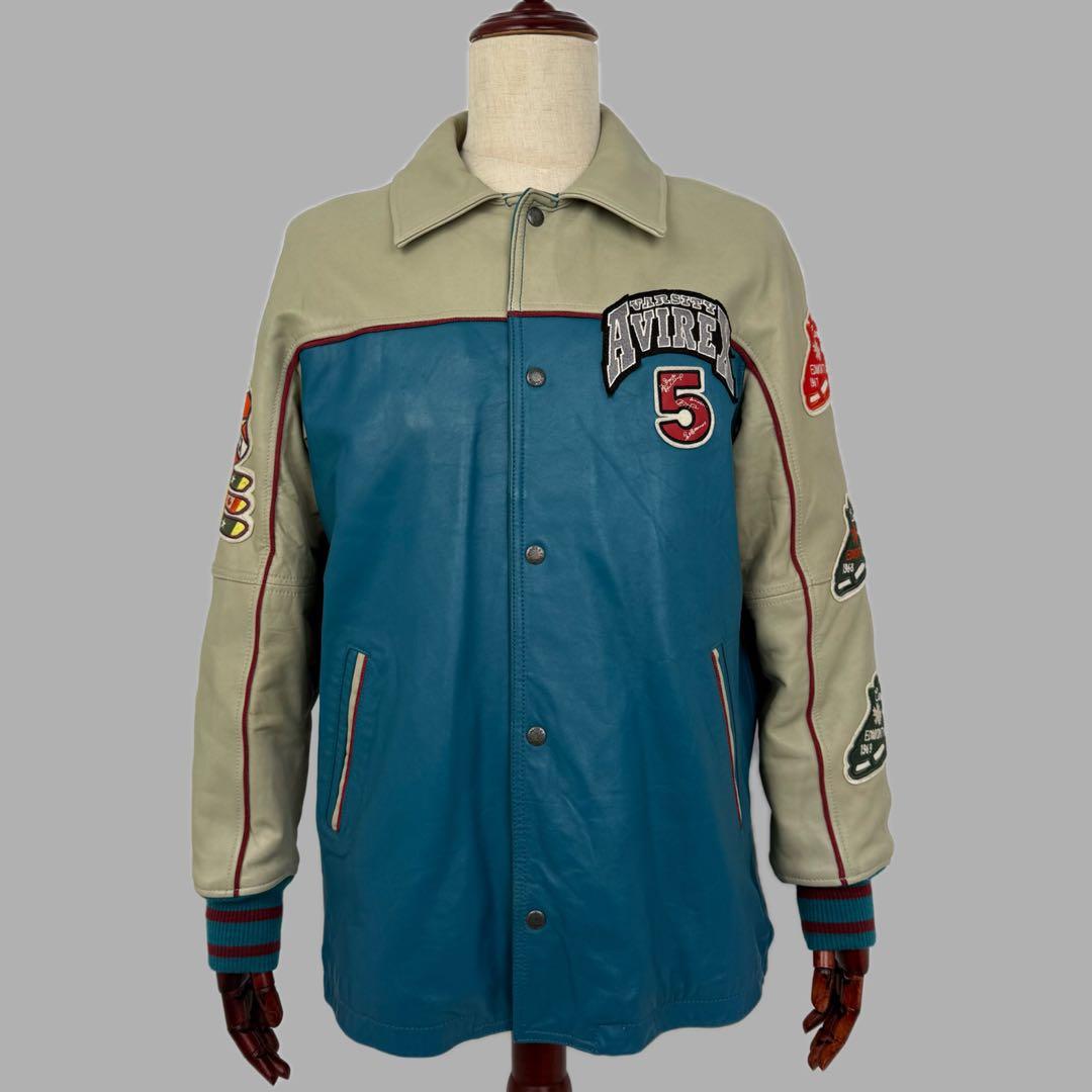 希少カラー AVIREX レザーバーシティジャケット スタジャン アヴィレックス