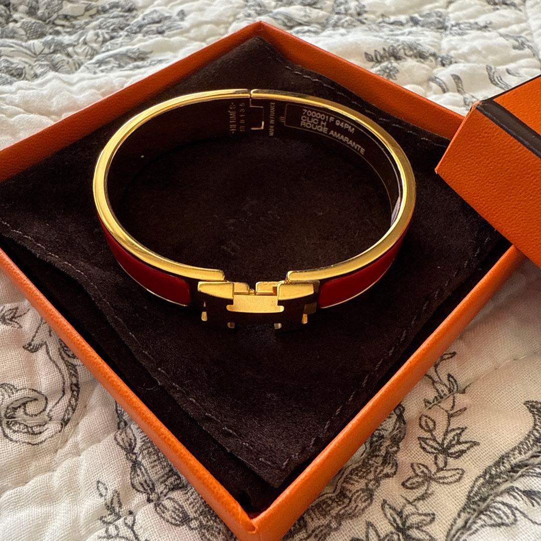 HERMES エナメルバングル レッド
