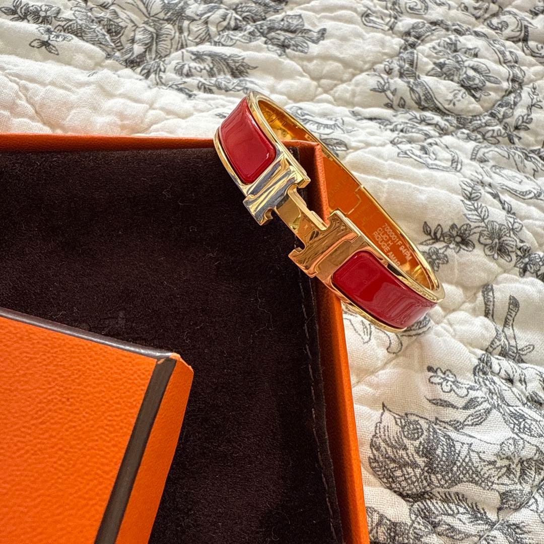HERMES エナメルバングル レッド