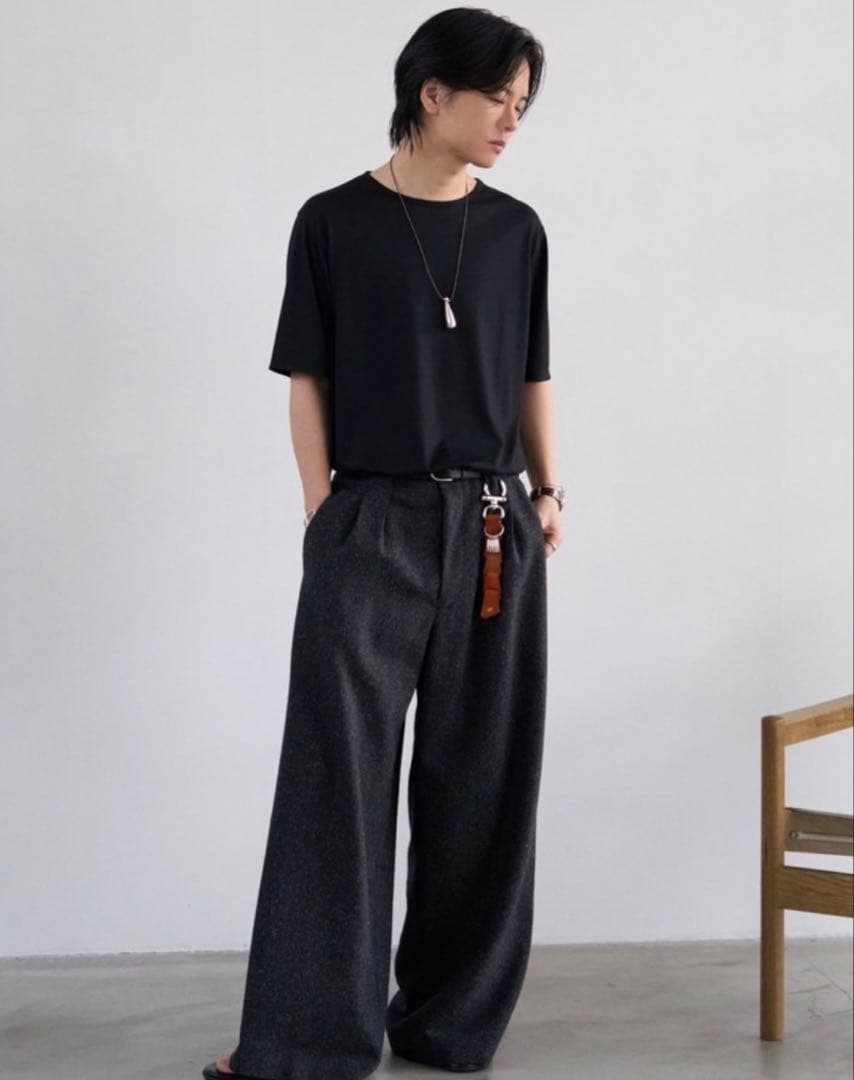 LIDNM SILK NEP WOOL PANTS Sサイズ