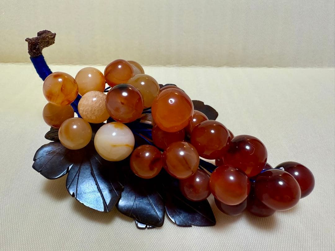 中国美術 ★☆ 天然石 縁起物 ストーン オブジェ 葡萄 ぶどう ジャンク品扱い