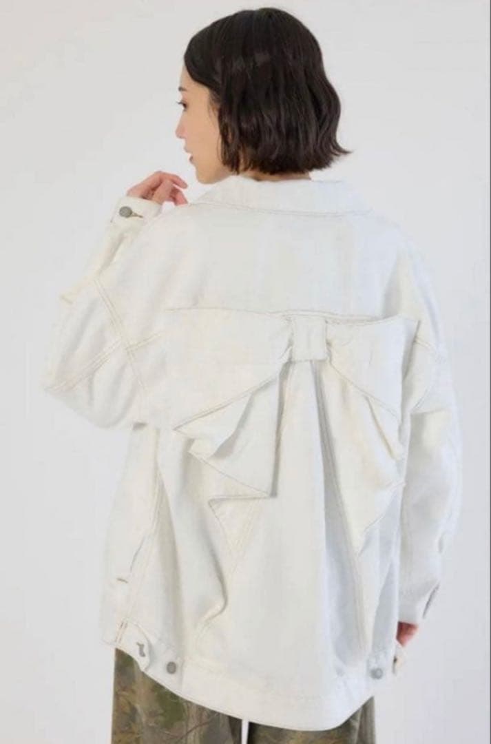 ビッグリボンデニムジャケット ロデオクラウンズ ホワイト