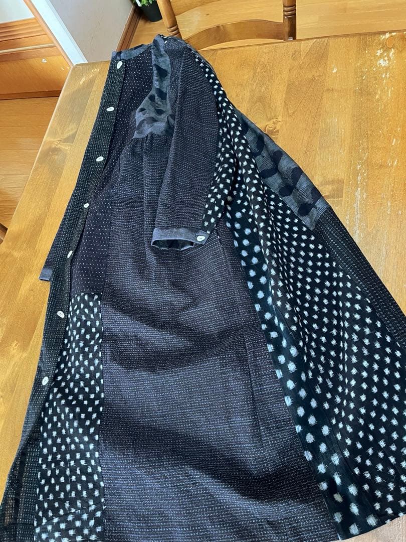 古布リメイク　パッチワークワンピース　雪ん子　書生絣　絵絣　ハンドメイドf