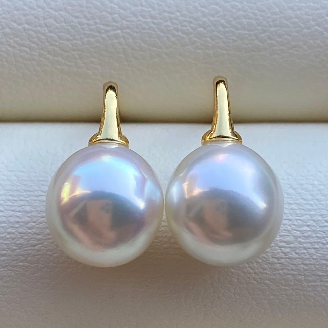 本真珠　あこや真珠ピアス　9.5*9mm無調色ホワイトP1194