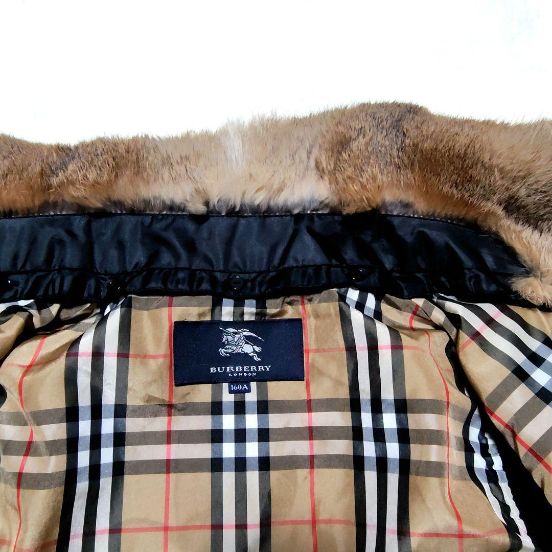 美品 バーバリーロンドン ファー付きジップアップ中綿ベスト　S〜М　ブラック