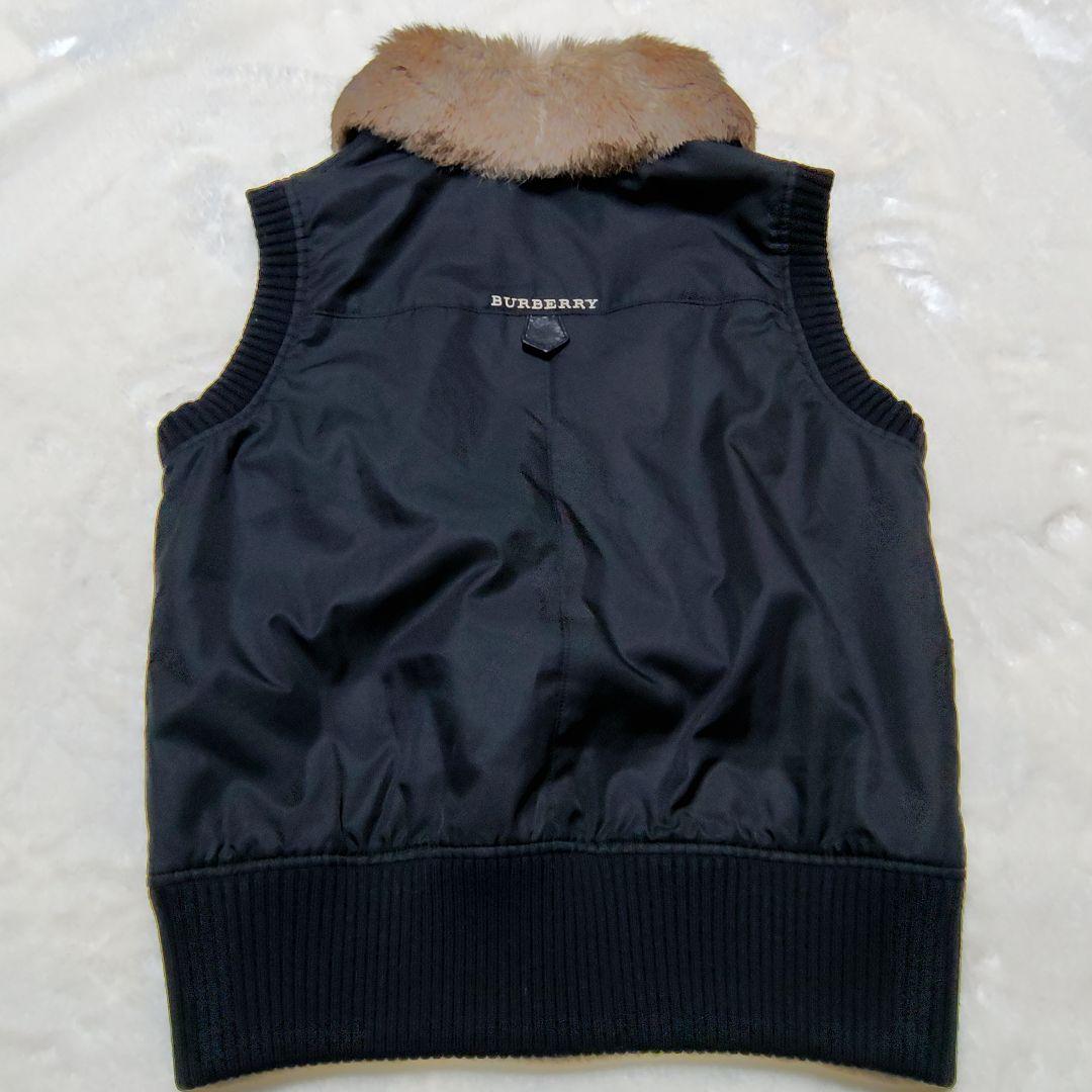 美品 バーバリーロンドン ファー付きジップアップ中綿ベスト　S〜М　ブラック