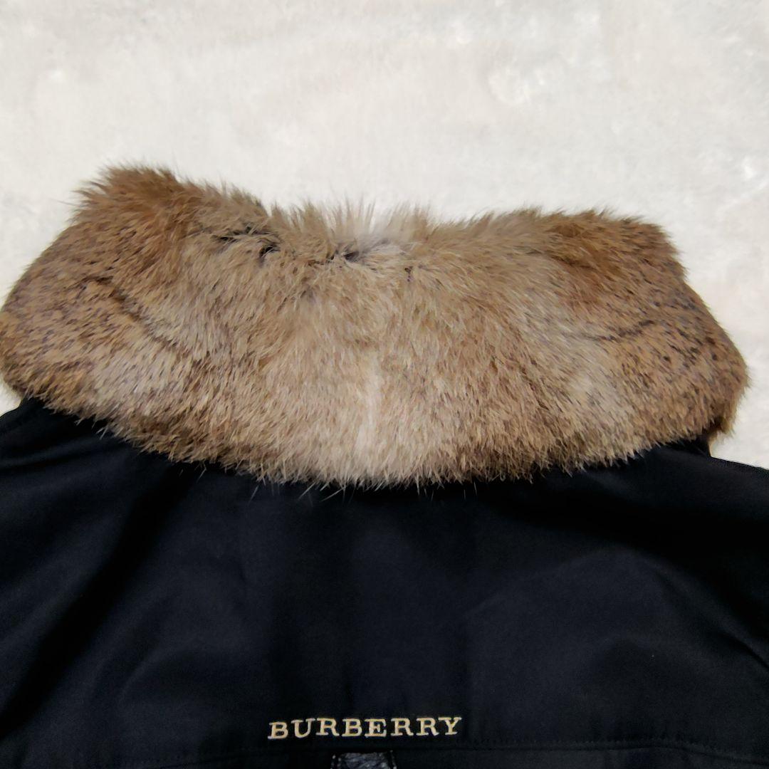 美品 バーバリーロンドン ファー付きジップアップ中綿ベスト　S〜М　ブラック