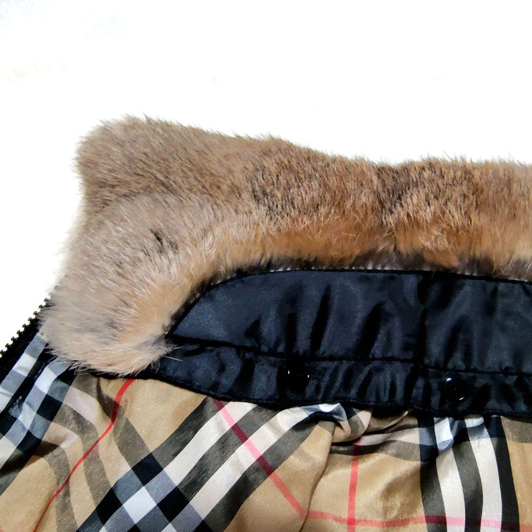 美品 バーバリーロンドン ファー付きジップアップ中綿ベスト　S〜М　ブラック