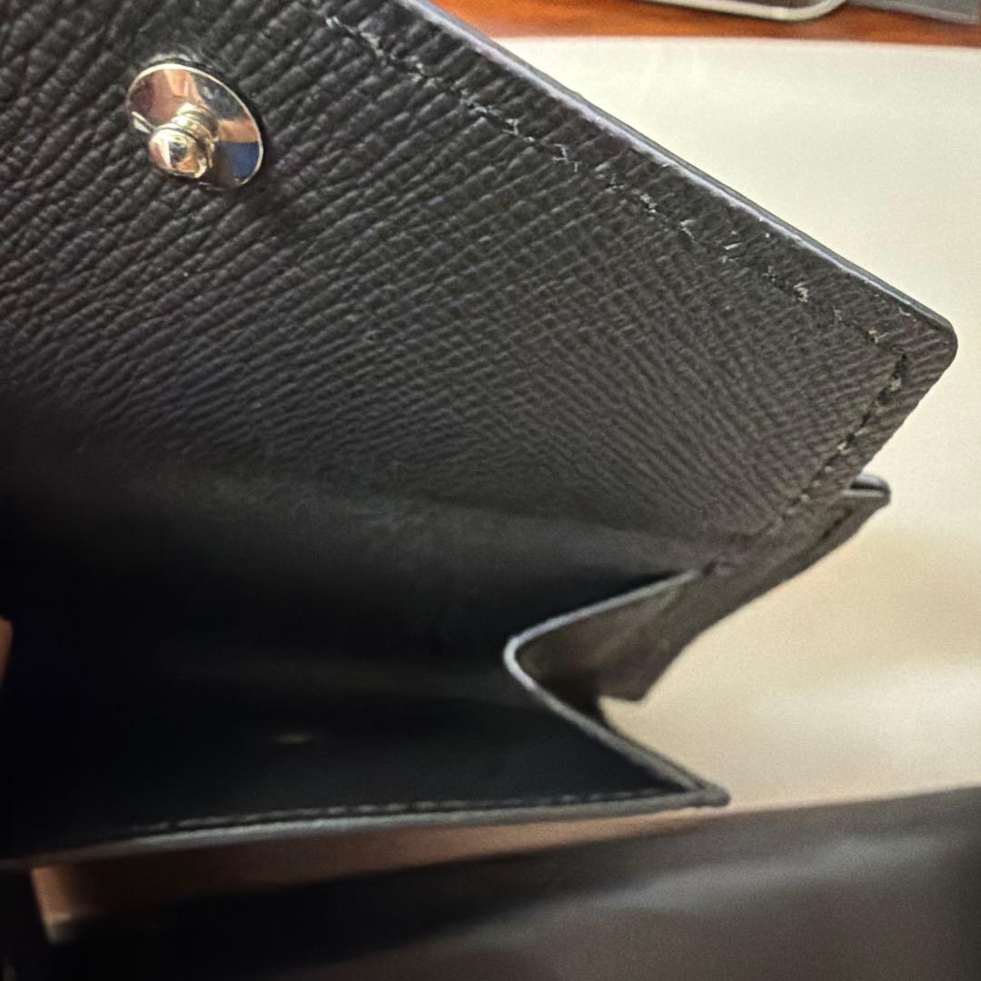 ＜希少極美品＞ルイヴィトン、黒 レザー 二つ折り財布 LVロゴ※箱袋付き