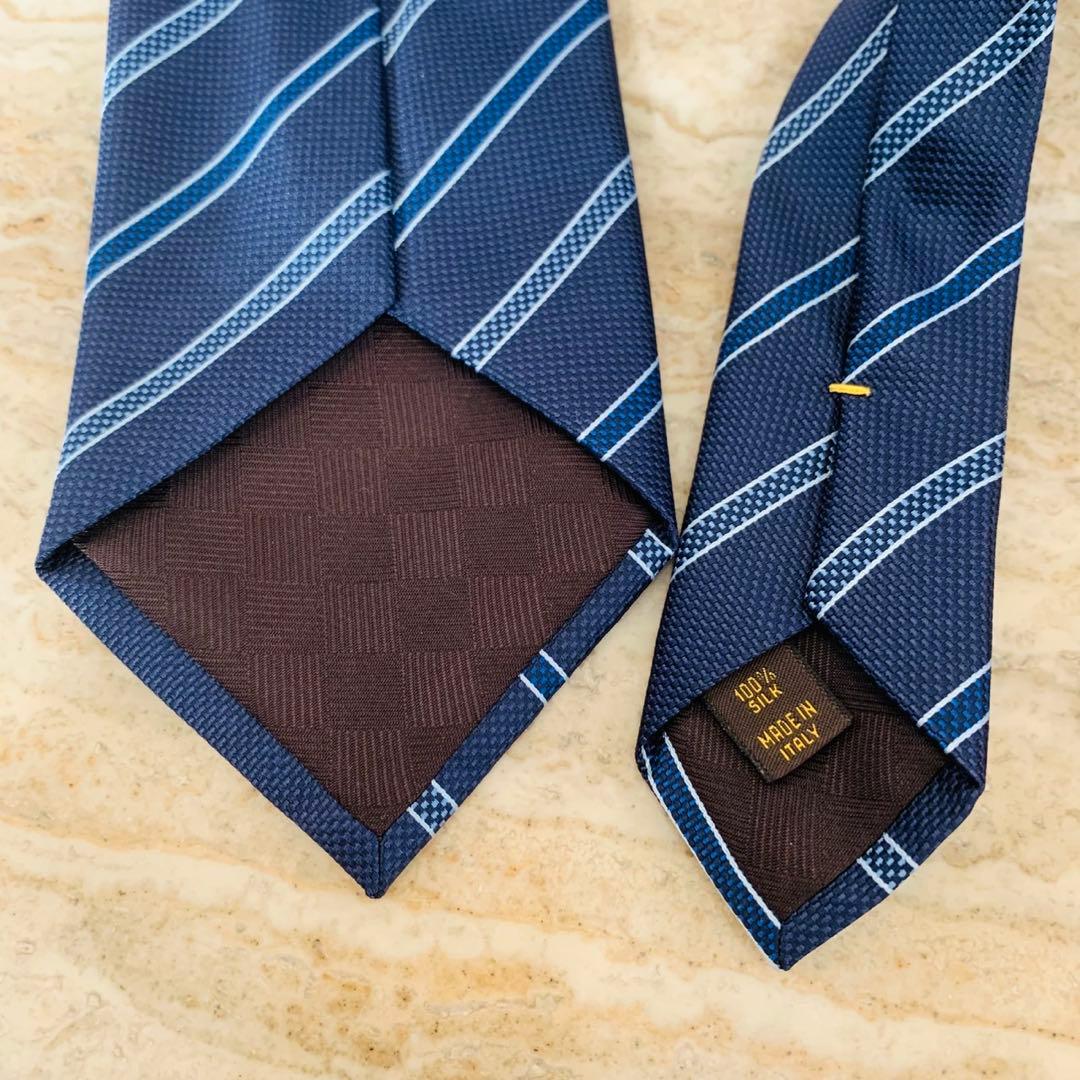 N306 新品未使用 ルイヴィトン ストライプ ロゴ刺繍 ネクタイ メンズ