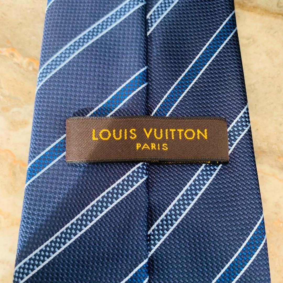 N306 新品未使用 ルイヴィトン ストライプ ロゴ刺繍 ネクタイ メンズ