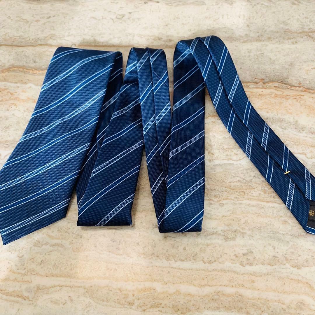 N306 新品未使用 ルイヴィトン ストライプ ロゴ刺繍 ネクタイ メンズ