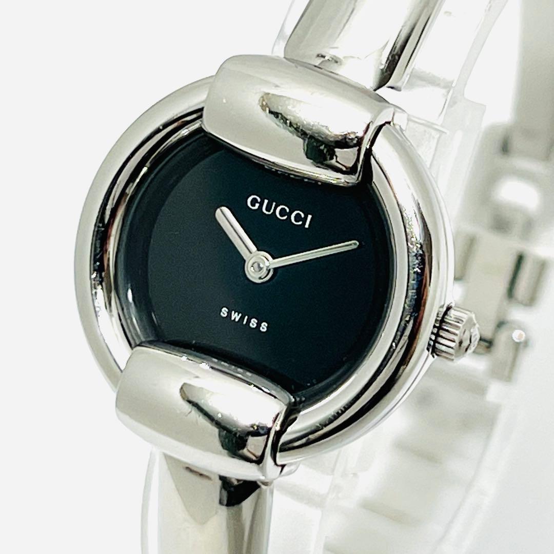 GUCCI グッチ バングルウォッチ 1400L シルバー ブラック 黒文字盤