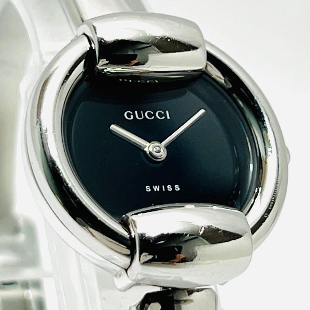 GUCCI グッチ バングルウォッチ 1400L シルバー ブラック 黒文字盤