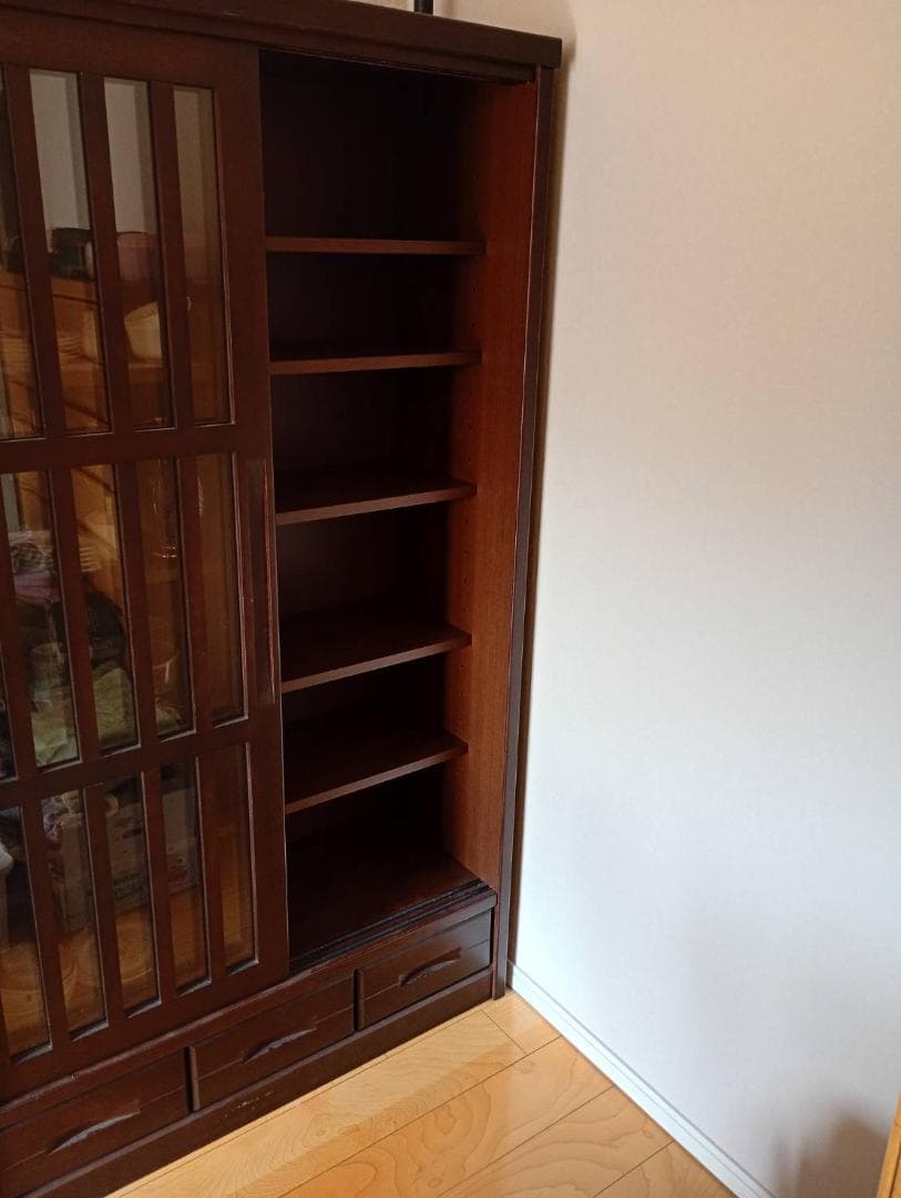 木製食器棚 ダークブラウン 5段