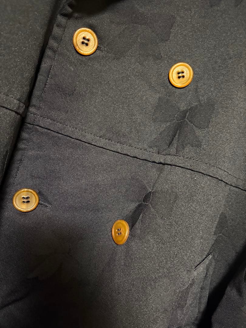 2024aw ポリ縮絨　ネイビーリボン柄コート