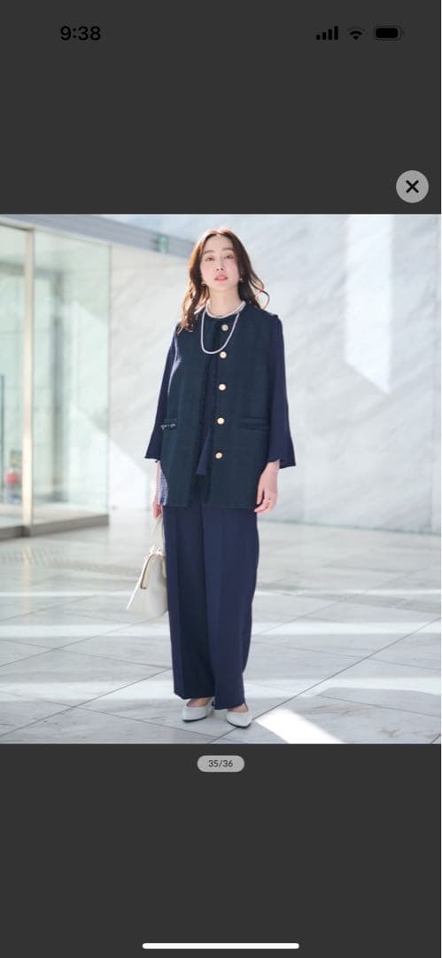 アンタイトル　ネイビー ノーカラージレ