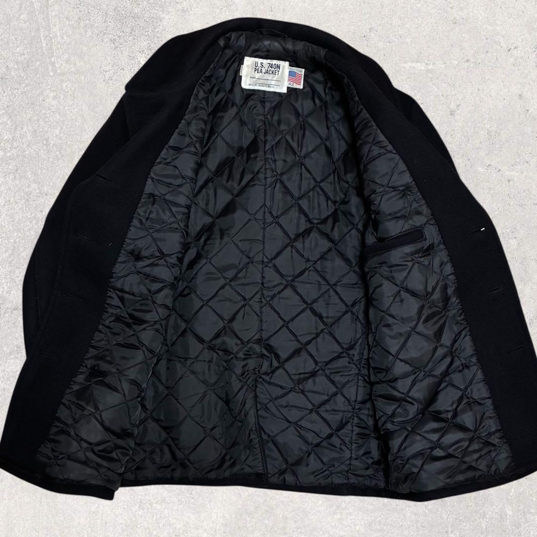 美品/42 USA製 SCHOTT ショット U.S.740N Pコート 黒