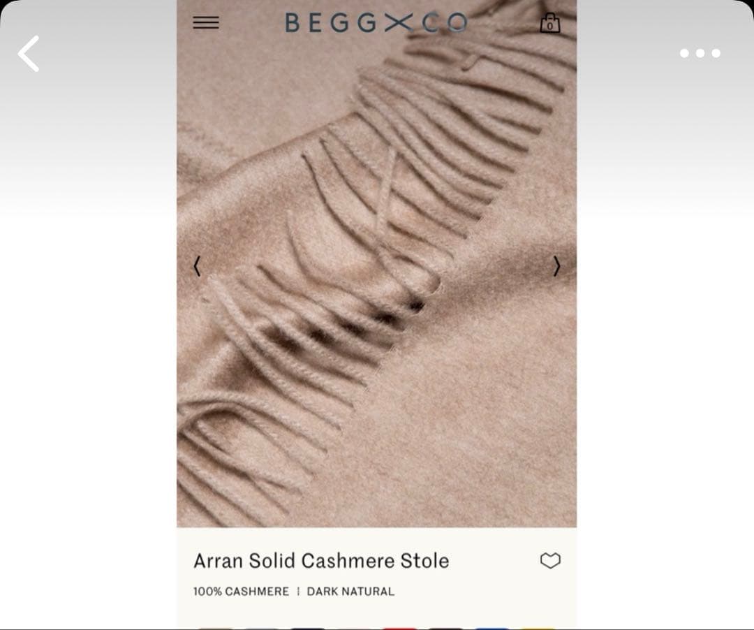 Begg&co カシミヤ　ストール　ベージュ　キャメル　ベグアンドコー