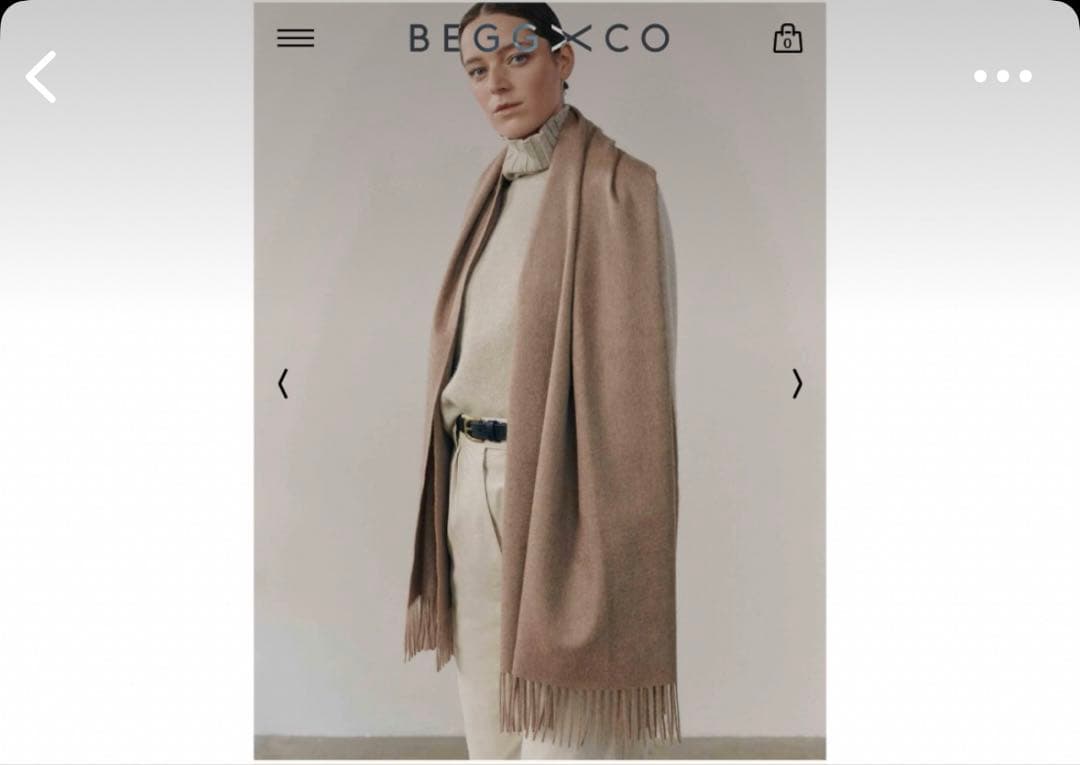 Begg&co カシミヤ　ストール　ベージュ　キャメル　ベグアンドコー