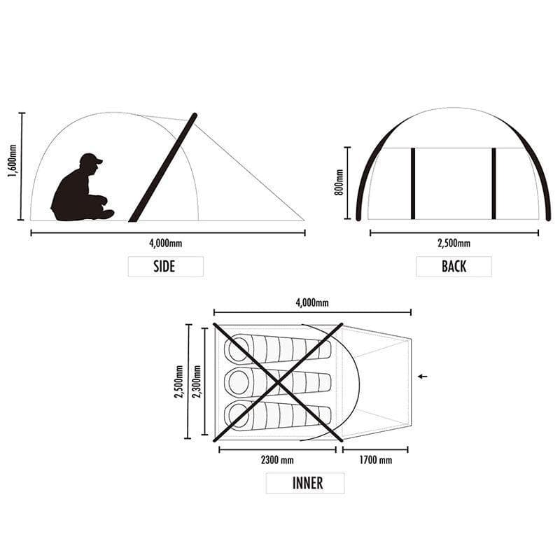【新品未使用】AND AIRアンドエアーXframe series 三人用テント