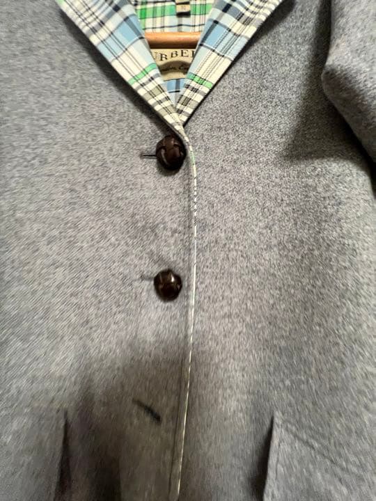 セール　BURBERRY ロングコート　ウールコート　オシャレモデル　グレー