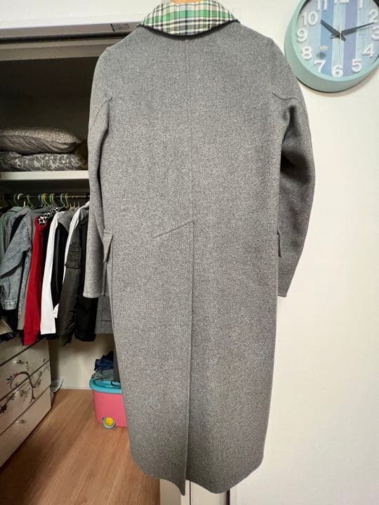 セール　BURBERRY ロングコート　ウールコート　オシャレモデル　グレー