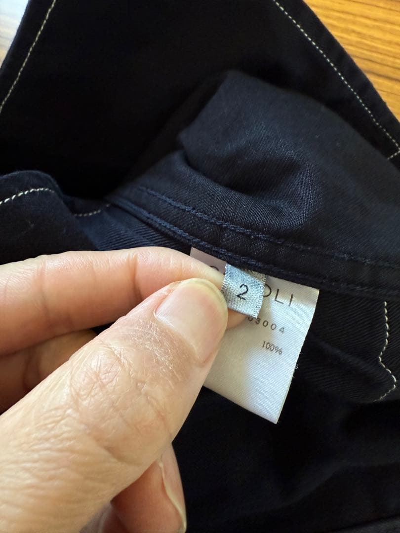 COMOLI サイズ2 ベルテッドチノパンツ ネイビー紺