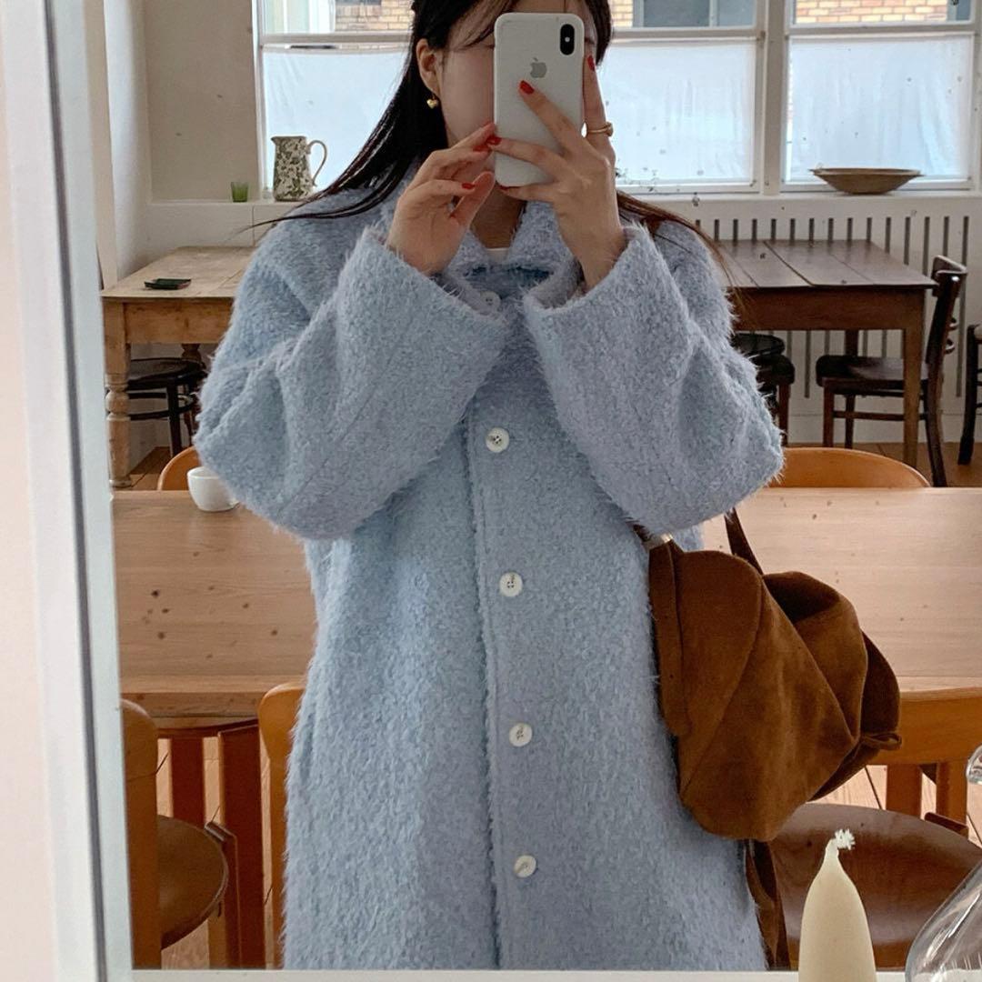 NUGU FRENCH AUBE ウールブークレハーフ冬 カラーコート