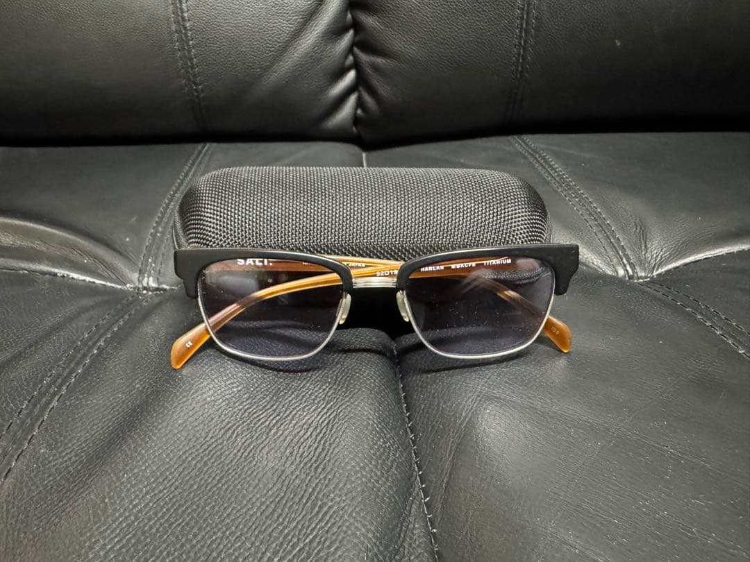 SALTのサーモント　ハーフリム　ブローメガネにバイオレット度なしレンズ