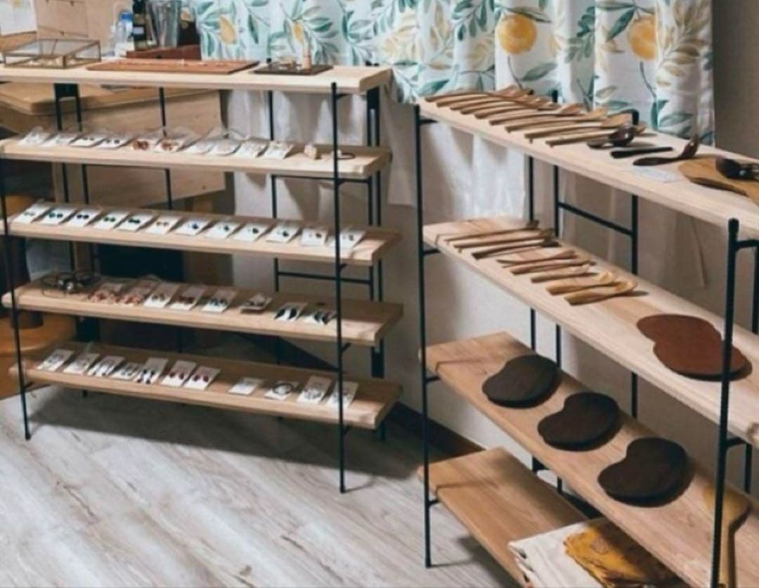 チーコ　手作りアイアン家具 折り畳みラック アンティーク 鉄脚のみ2点